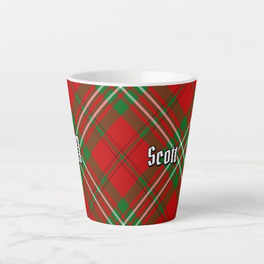 Clan Scott Red Tartan Latte Mok (Voorkant)