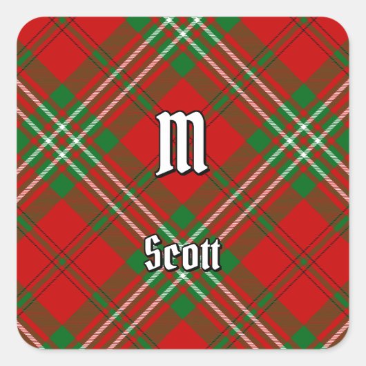 Clan Scott Red Tartan Square Sticker (Voorkant)