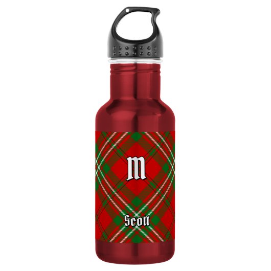 Clan Scott Rood Tartan RVS Waterfles (Voorkant)