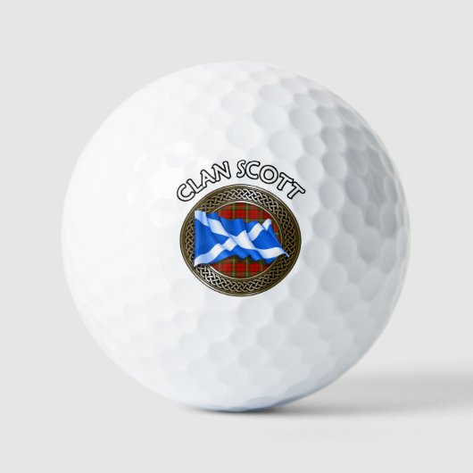 Clan Scott Tartan Knoop & Vlag Golfballen (Voorkant)