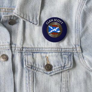 Clan Scott Tartan Knoop & Vlag Ronde Button 5,7 Cm