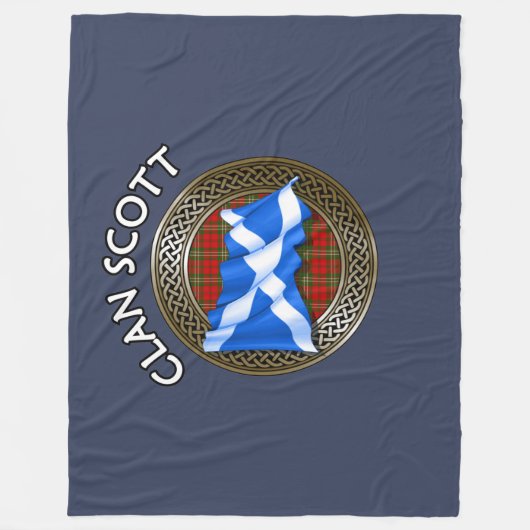 Clan Scott Tartan Knot & Flag Fleece Deken (Voorkant)