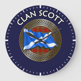Clan Scott Tartan Knot & Flag Grote Klok