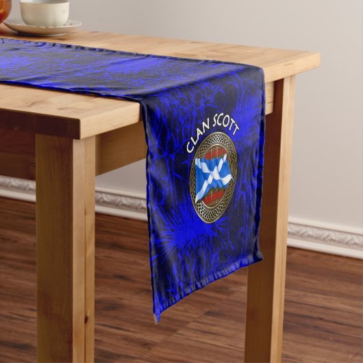 Clan Scott Tartan Knot & Flag Korte Tafelloper (Voorbeeld)