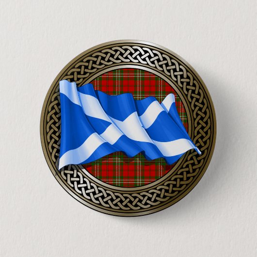 Clan Scott Tartan Knot & Flag Ronde Button 5,7 Cm (Voorkant)