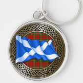 Clan Scott Tartan Knot & Flag Sleutelhanger (Voorkant)