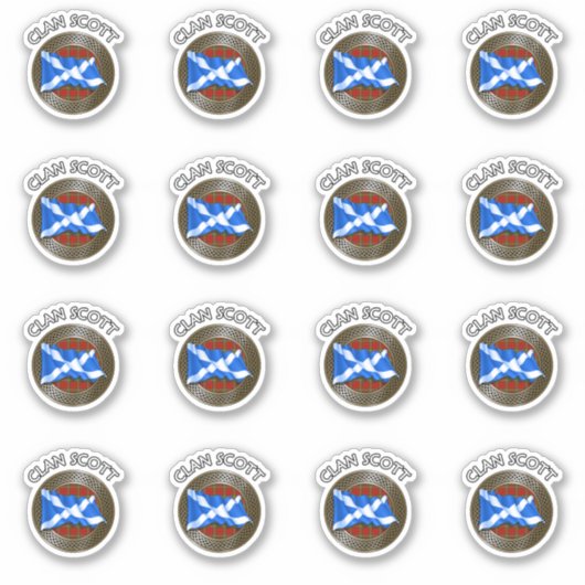 Clan Scott Tartan Knot & Flag Sticker (Voorkant)