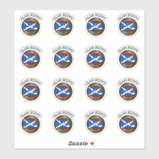 Clan Scott Tartan Knot & Flag Sticker (Vel)