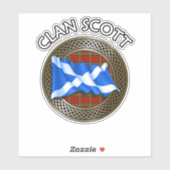 Clan Scott Tartan Knot & Flag Sticker (Vel)