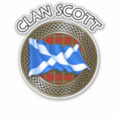 Clan Scott Tartan Knot & Flag Sticker (Voorkant)
