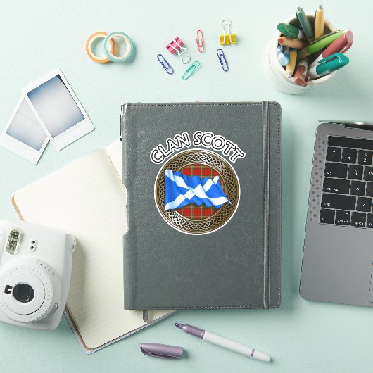 Clan Scott Tartan Knot & Flag Sticker (iPad Cover)