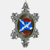 Clan Scott Tartan Knot & Flag Tin Sneeuwvlok Ornament (Links)