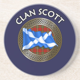 Clan Scott Tartan Knot & Flag Zandsteen Onderzetter