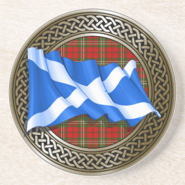 Clan Scott Tartan Knot & Flag Zandsteen Onderzetter