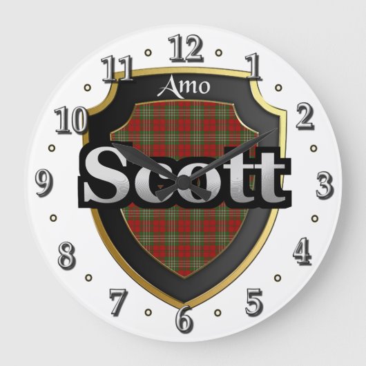 Clan Scott Tartan Scottish Dream Clock Grote Klok (Voorkant)