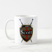 Clan Scott Tartan Shield and Swords Koffiemok (Links)
