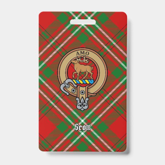 Clan Scott Wapen over Rode Tartan Badge (Voorzijde)