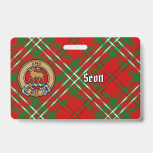 Clan Scott Wapen over Rode Tartan Badge