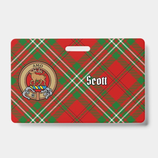 Clan Scott Wapen over Rode Tartan Badge (Voorzijde)