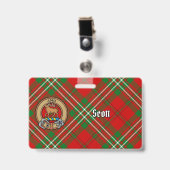 Clan Scott Wapen over Rode Tartan Badge (Voorzijde met clip)