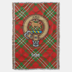 Clan Scott Wapen over Rode Tartan Deken