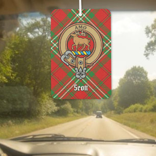 Clan Scott Wapenschild boven Rode Tartan luchtverf Luchtverfrisser