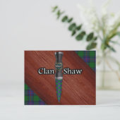 Clan Shaw Tartan Sgian Dubh Blade Briefkaart (Staand voorkant)
