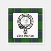 Clan Sinclair Crest Badge en Tartan Servet (Voorkant)