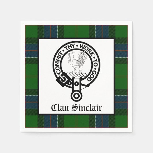 Clan Sinclair Crest Badge en Tartan Servet (Voorkant)