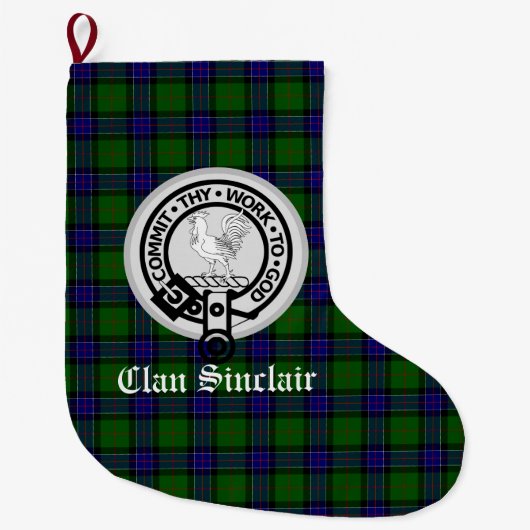 Clan Sinclair Crest Badge & Tartan  Grote Kerstsok (Voorkant)