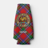 Clan Sinclair Crest boven Tartan Flesjeskoeler (Voorkant)