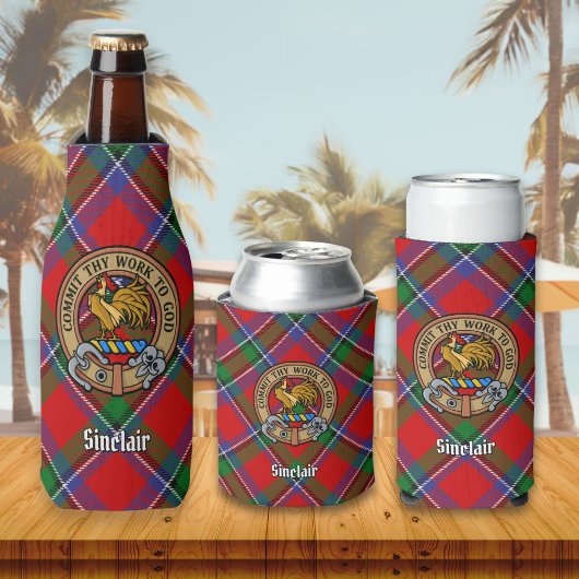 Clan Sinclair Crest boven Tartan Flesjeskoeler