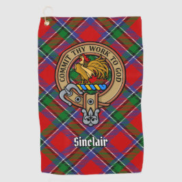 Clan Sinclair Crest boven Tartan Golfhanddoek