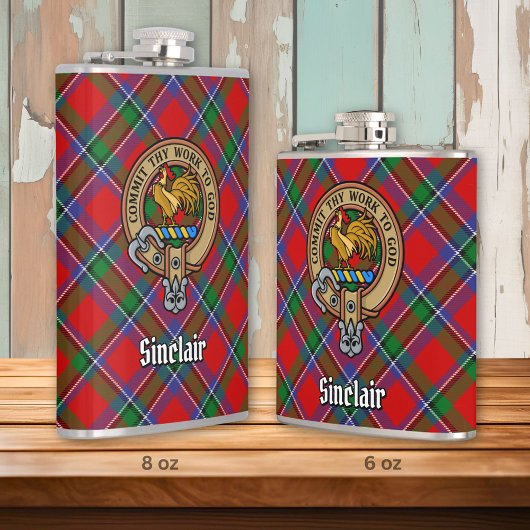 Clan Sinclair Crest boven Tartan Heupfles