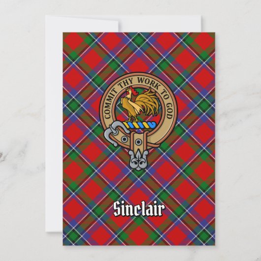 Clan Sinclair Crest boven Tartan Kaart (Achterkant)