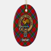 Clan Sinclair Crest boven Tartan Keramisch Ornament (Rechts)