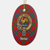 Clan Sinclair Crest boven Tartan Keramisch Ornament (Links)