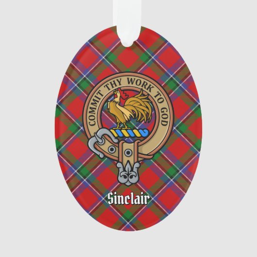 Clan Sinclair Crest boven Tartan Ornament (voorkant)