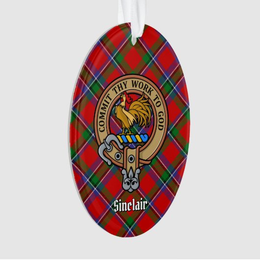 Clan Sinclair Crest boven Tartan Ornament (voorkant)