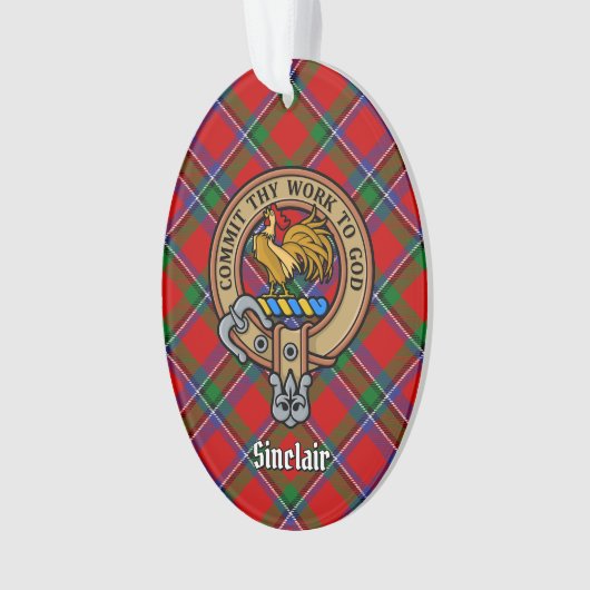 Clan Sinclair Crest boven Tartan Ornament (voorkant)
