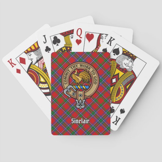Clan Sinclair Crest boven Tartan Pokerkaarten (Achterkant)