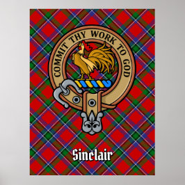 Clan Sinclair Crest boven Tartan Poster