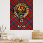 Clan Sinclair Crest boven Tartan Poster (Keuken)