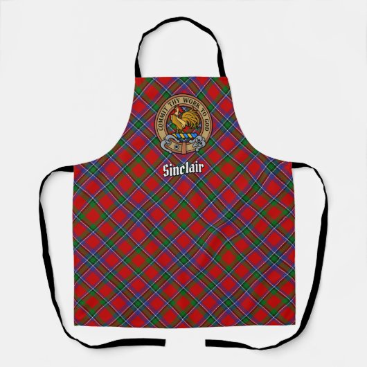 Clan Sinclair Crest boven Tartan Schort (Voorkant)