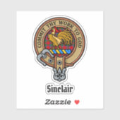 Clan Sinclair Crest boven Tartan Sticker (Vel)