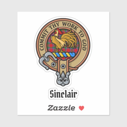 Clan Sinclair Crest boven Tartan Sticker (Vel)