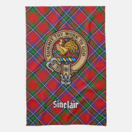 Clan Sinclair Crest boven Tartan Theedoek