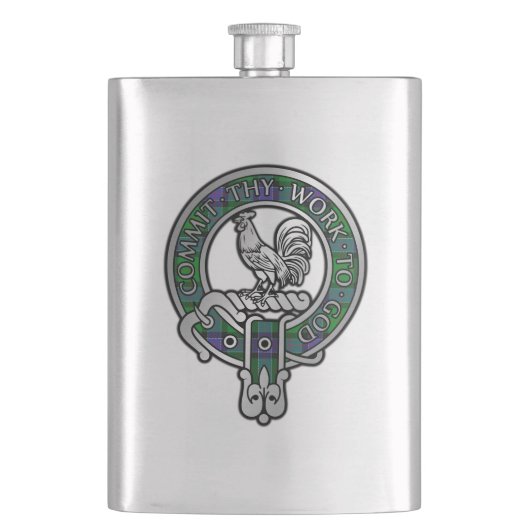Clan Sinclair Crest & Hunting Tartan Flask Flacon (Voorkant)
