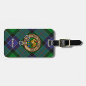 Clan Sinclair Crest over de jacht op Tartan Bagagelabel (Voorkant horizontaal)