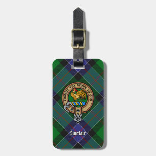 Clan Sinclair Crest over de jacht op Tartan Bagagelabel
